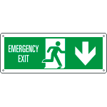 E720304X - Cartello uscita di emergenza freccia indietro Uscita Em. EN ISO 7010