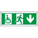 E720504K - Cartello uscita di emergenza disabili con freccia indietro EN ISO 7010