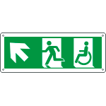 E720505W - Cartello uscita di emergenza disabili freccia in alto a sx ENISO7010