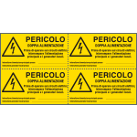 E91571B - foglio da 4 etichette autoadesive Pericolo doppia alimen..EN ISO 7010