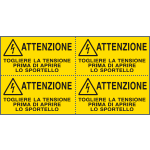 E91590B - foglio da 4 etichette autoadesive Att.Togliere tensione...EN ISO 7010
