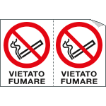 E9501A - Foglio n. 2 etichette adesive Vietato fumare EN ISO 7010