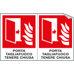 E9529A - Foglio n.2 etichetta aut.PORTA TAGLIAFUOCO TENERE CHIUSA EN ISO 7010