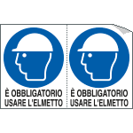 E9533A - Foglio n. 2 etichette adesive obbligo usare elmetti EN ISO 7010