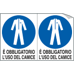 E9536A - Foglio n. 2 etichette adesive obbligo uso camice EN ISO 7010