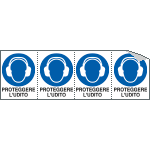 E9537B - Foglio n. 4 etichette adesive proteggere udito EN ISO 7010