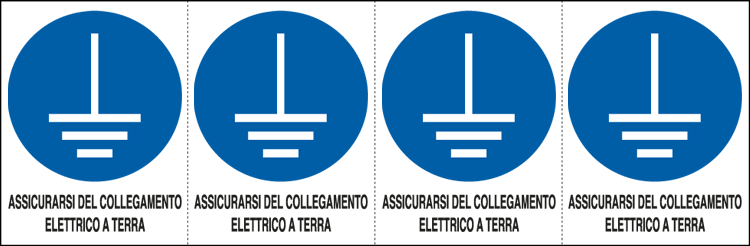 E9541B - Foglio 4 etichette sicurezza collegamento a terra EN ISO 7010
