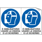 E9542A - Foglio 2 etichette obbligo uso visiera o schermo EN ISO 7010