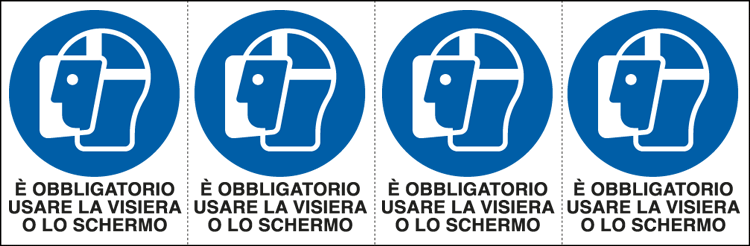 E9542B - Foglio 4 etichette obbligo uso visiera o schermo EN ISO 7010