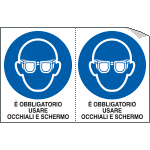 E9544A - Foglio n. 2 et.adesive obbligo usare occhiali e schermo ISO 7010