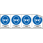 E9544B - Foglio n. 4 et.adesive obbligo usare occhiali e schermo ISO 7010