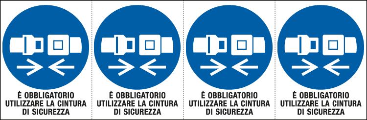E9545B - Foglio n. 4 etichette adesive obbligo uso cintura EN ISO 7010