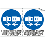E9548A - Foglio n. 2 etichette adesive obbligouso cintura EN ISO 7010
