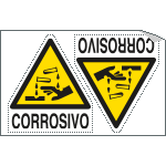 E9553A - Foglio 2 etichette adesive corrosivo EN ISO 7010