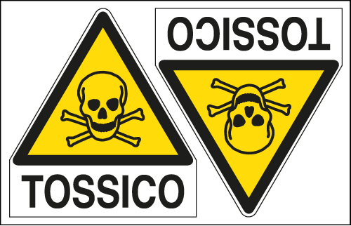 E9554A - Foglio 2 etichette Pericolo Sostanze Tossiche EN ISO 7010