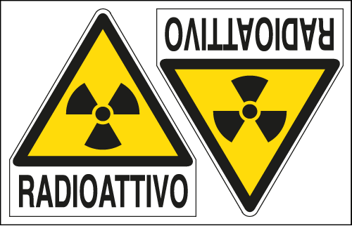 E9555A - Foglio 2 etichette Radioattivo EN ISO 7010