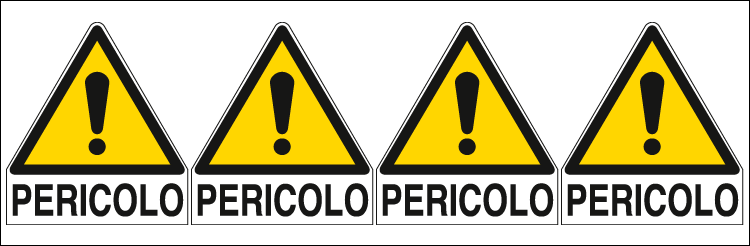 E9557B - Foglio 4 etichette adesive pericolo generico EN ISO 7010