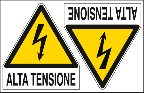 E9559A - Foglio 2 etichette adesive pericolo alta tensione EN ISO 7010