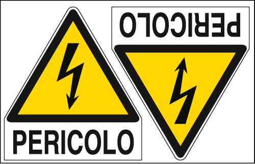 E9563A - Foglio 2 etichette adesive pericolo elettricita' EN ISO 7010