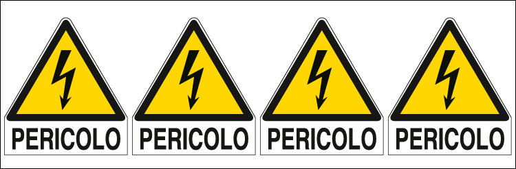 E9563B - Foglio 4 etichette adesive pericolo elettricita' EN ISO 7010