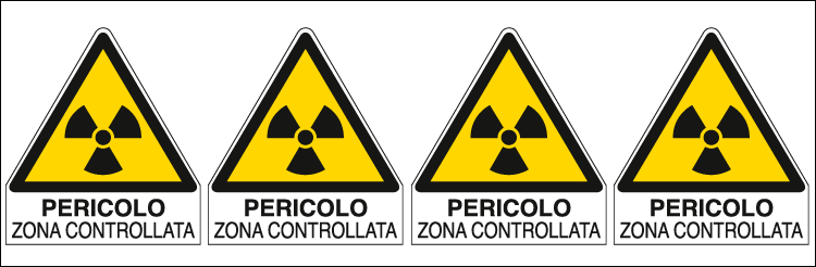 E9569B - Foglio 4 etichette adesive pericolo zona controllo EN ISO 7010