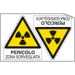 E9570A - Foglio 2 etichette Pericolo Zona Sorvegliata EN ISO 7010