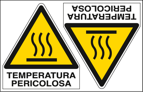E9571A - Foglio 2 etichette adesive temperatura pericolosa  EN ISO 7010