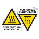 E9571A - Foglio 2 etichette adesive temperatura pericolosa  EN ISO 7010