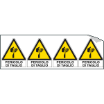 E9577B - Foglio 4 etichette adesive pericolo di taglio EN ISO 7010