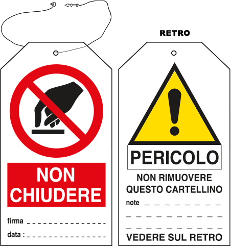 E9807 - Cartellino plastica non chiudere...EN ISO 7010
