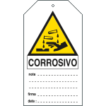 E9810 - Cartellino plastica pericolo corrosivo...EN ISO 7010