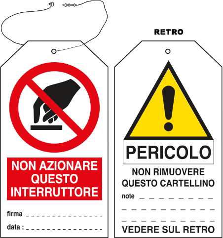 E9816 - Cartellino plastica non azionare questo interruttore...EN ISO 7010