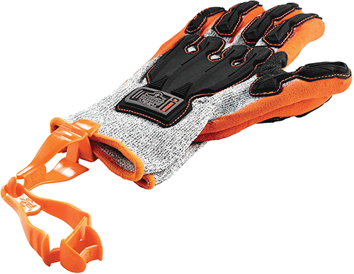 EDS340 - gancio porta oggetti a doppia clip in materiale dielettrico arancio AV