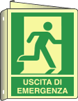 EL20106BIYA - cartello luminescente DIN PLUS bifacciale " uscita emergenza destra"
