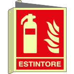 EL20118BIXA - cartelllo luminescente DIN PLUS bifacciale estintore