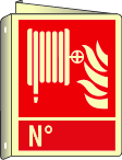 EL20160BIXA - Cartello bifacciale "lancia antincendio n"EN ISO 7010 fotoluminescente