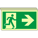 EL715102SKA - Cartello SOSPESO bifacciale luminescen. uscita emergenza dx ISO7010