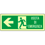 EL720101XP - Cartello luminescente DIN "uscita di emergenza" freccia sx EN ISO 7010