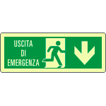 EL720104KA - Cartello luminescente uscita emergenza freccia indietro EN ISO 7010