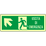 EL720105WP - Cartello luminescente DIN uscita di emerg.freccia sx alto EN ISO 7010