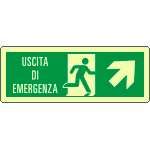 EL720106KA - Cartello fotoluminescente uscita emergenza alto destra EN ISO 7010