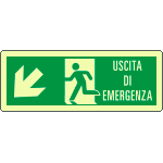 EL720107XP - Cartello luminescente DIN uscita eergenza freccia basso sx EN ISO 7010