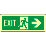 EL720202KS - Etichetta adesiva luminescente uscita em. EXIT freccia dx EN ISO 7010