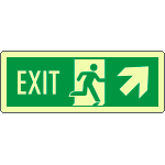 EL720206WP - Cartello luminescente DIN Exit freccia dx alto EN ISO 7010
