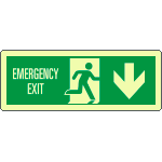 EL720304KP - Cartello luminescente DIN Emerg.Exit freccia indietro EN ISO 7010