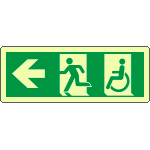 EL720501WP - Cartello uscita di emergenza disabili freccia a sinistra lum.ENISO7010
