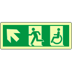 EL720505KP - Cartello uscita di emergenza disabili freccia in alto sx.lum.ENISO7010