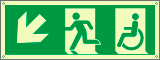 EL720507XP - Cartello uscita emergenza disabili freccia in basso a sx.lum.ENISO7010