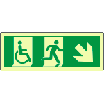 EL720508KS - Etichetta uscita emergenza disabili freccia in basso dx.lum.ENIS7010