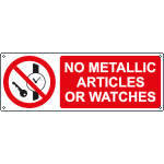 EYE183001K - sign prohibition NO METALLIC ARTICLES EN ISO 7010 P008